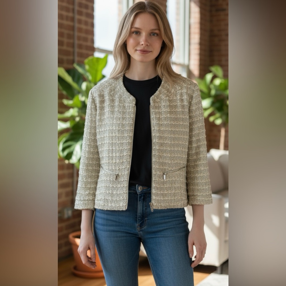 Theyskens' Theory Beige Tweed Blazer